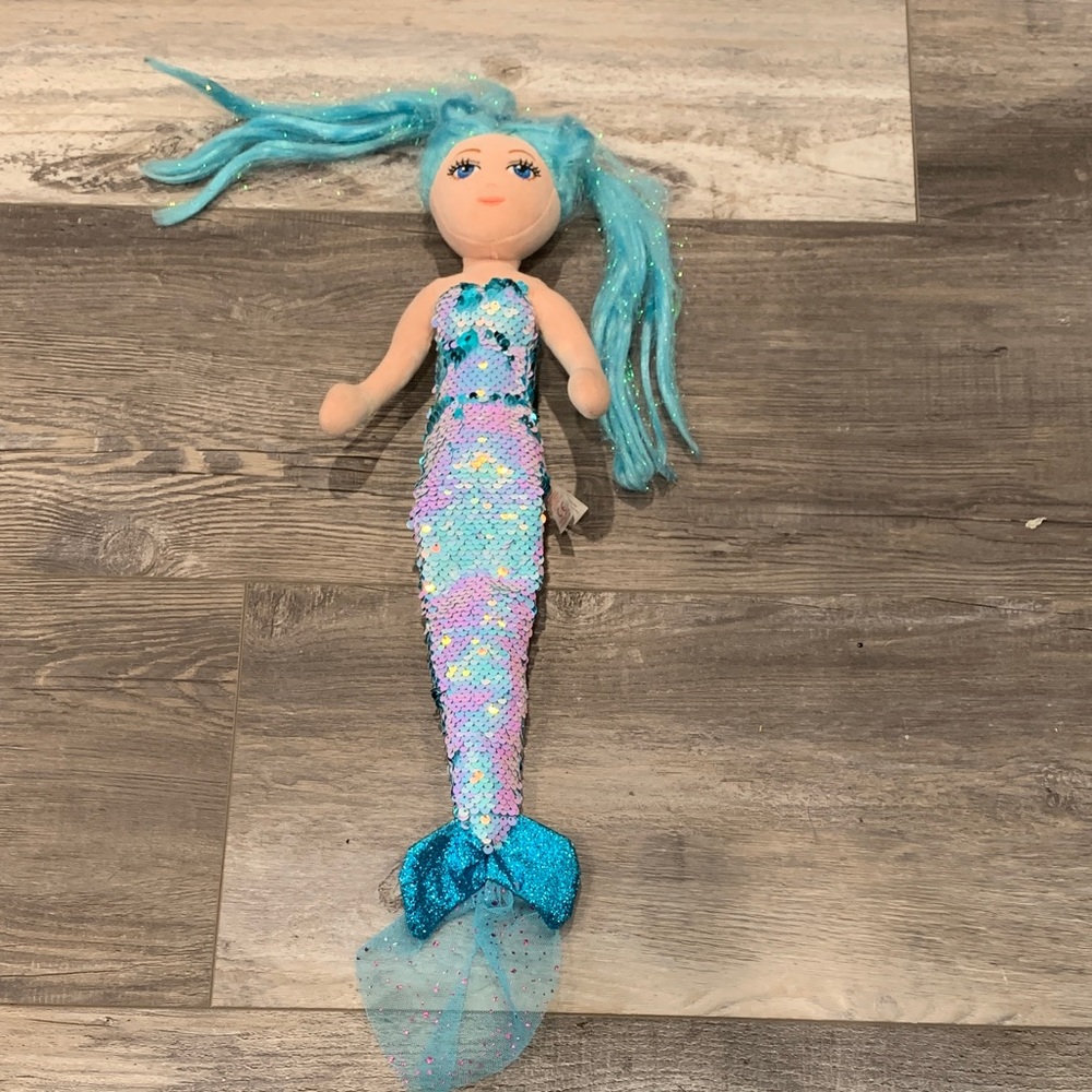 Ty Sea Sequins Mermaid Doll with Blue Hair and Sequin Tail